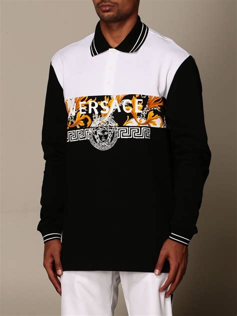 mens versace polo shirt black.and.gold|versace long sleeve t shirts.